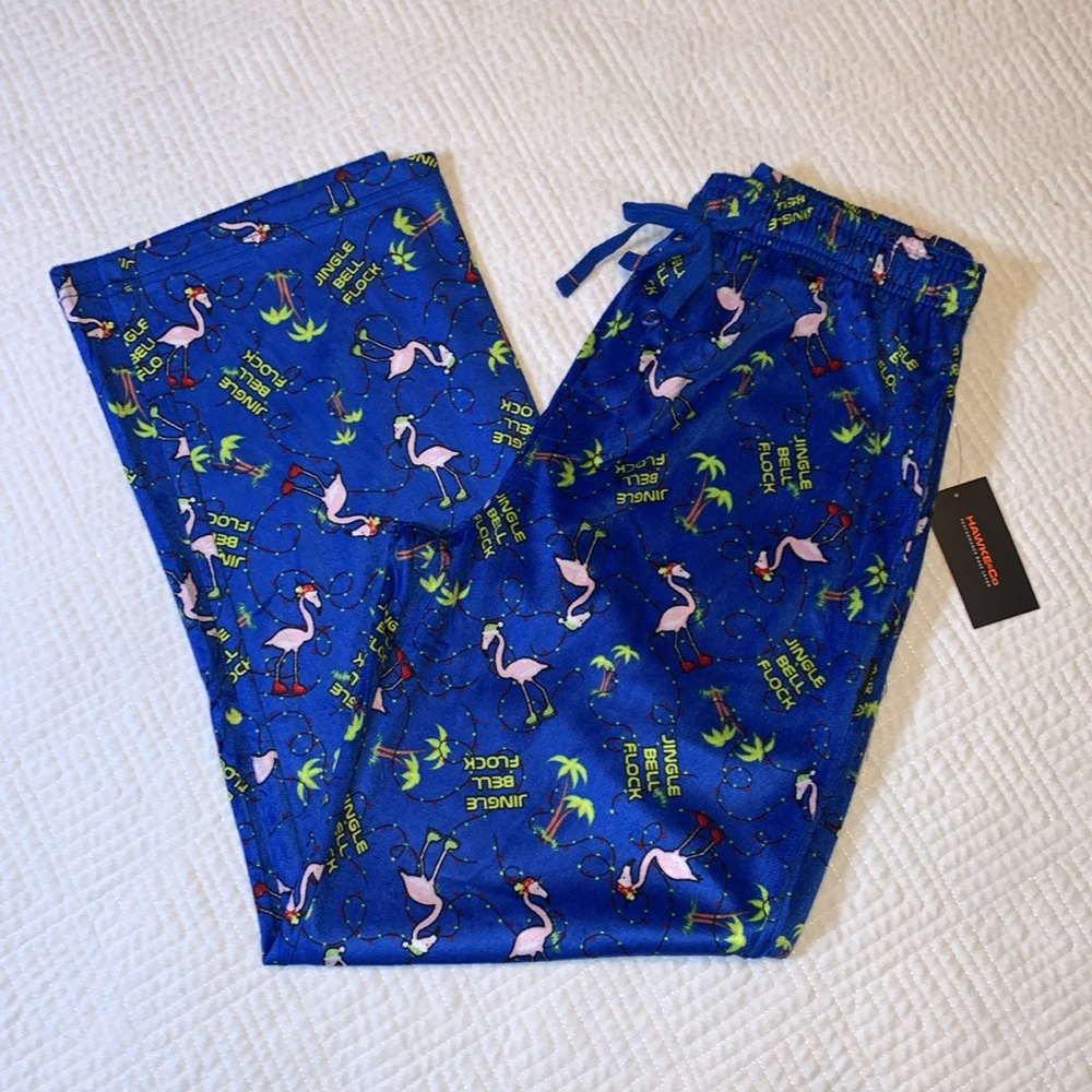NWT Hawke & Co Jingle Bell Flock Flamingo Christmas Holiday Pajama Bottom Pants